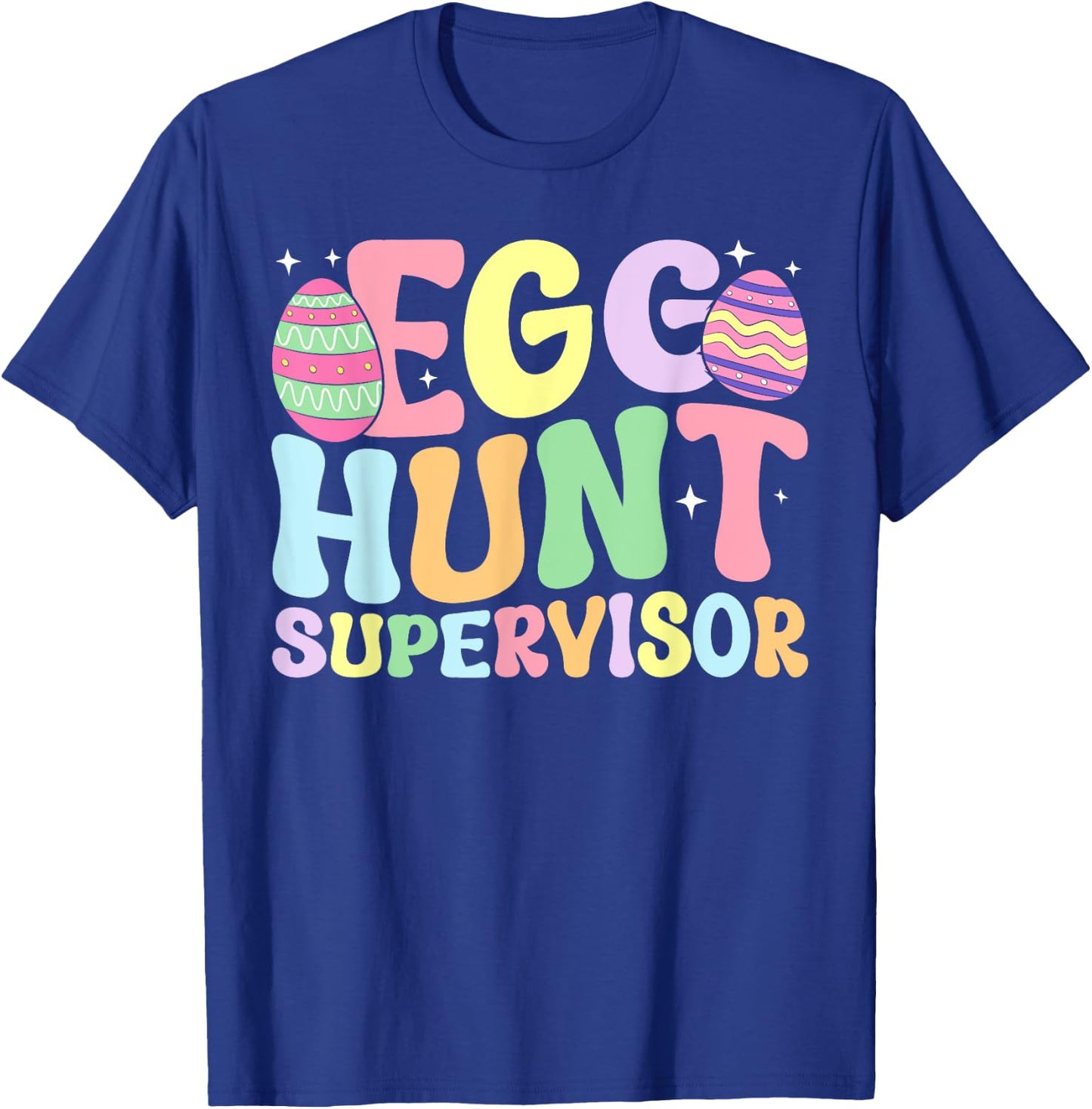 Egg Hunt Supervisor Retro Egg Hunting Party Mom Dad Easter T-Shirt - T-Shirt | Royal