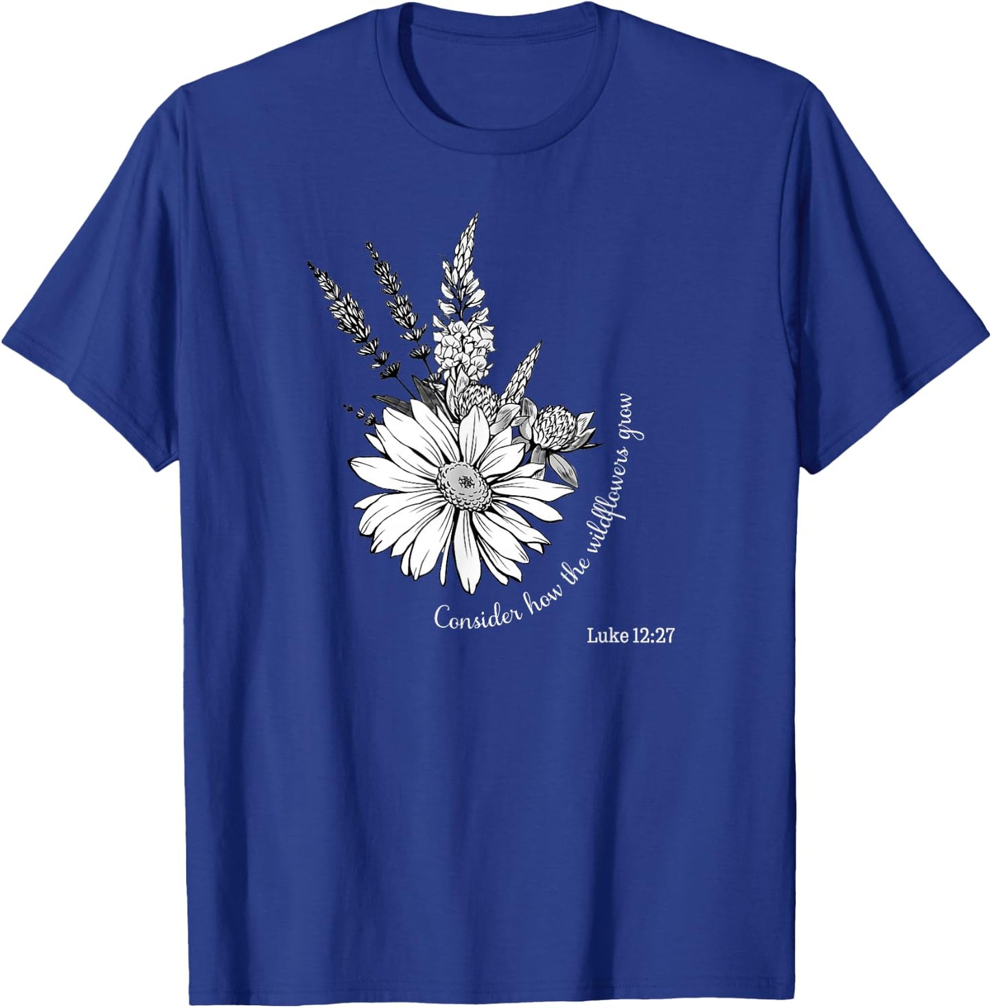 Women's Christian Botanical Flower Scripture T-Shirt - T-Shirt | Royal