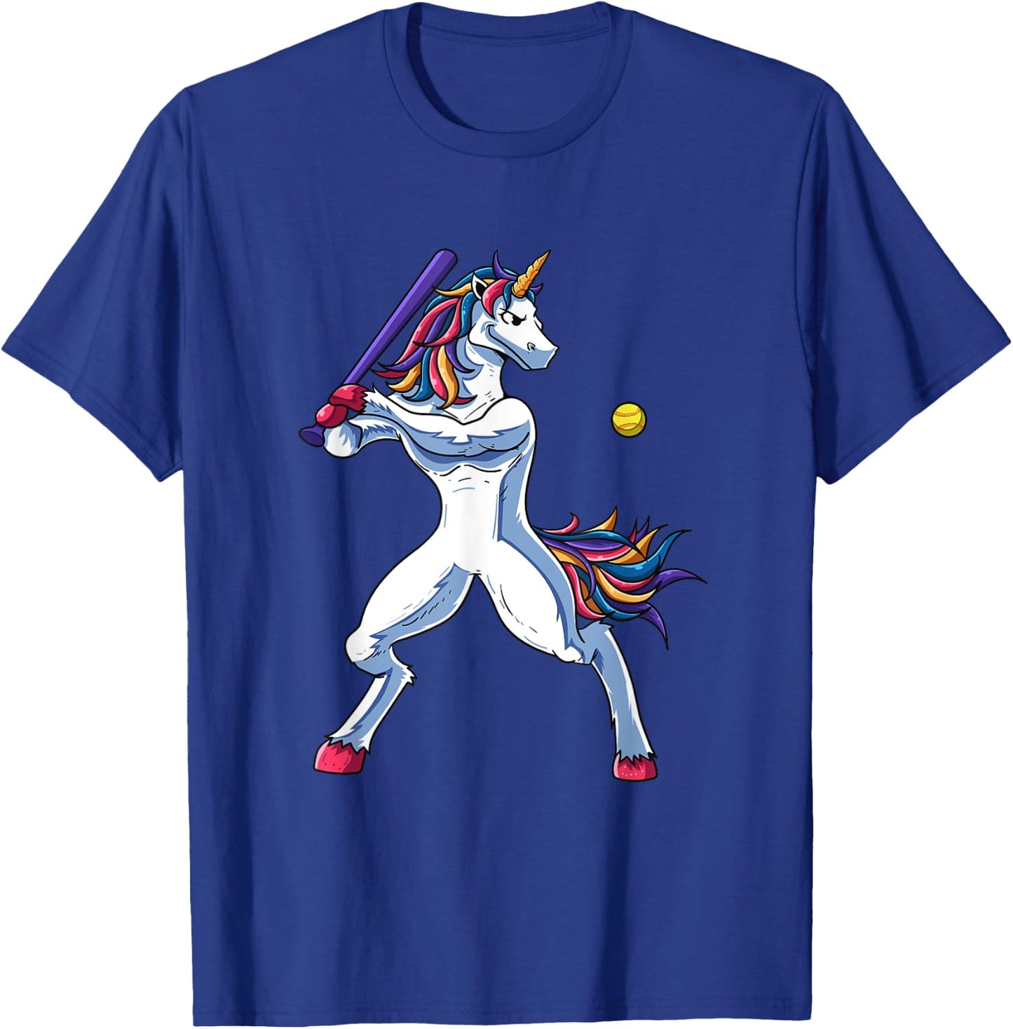 Funny Unicorn Softball Player Baseball Batter Hitter Gifts T-Shirt - T-Shirt | Royal