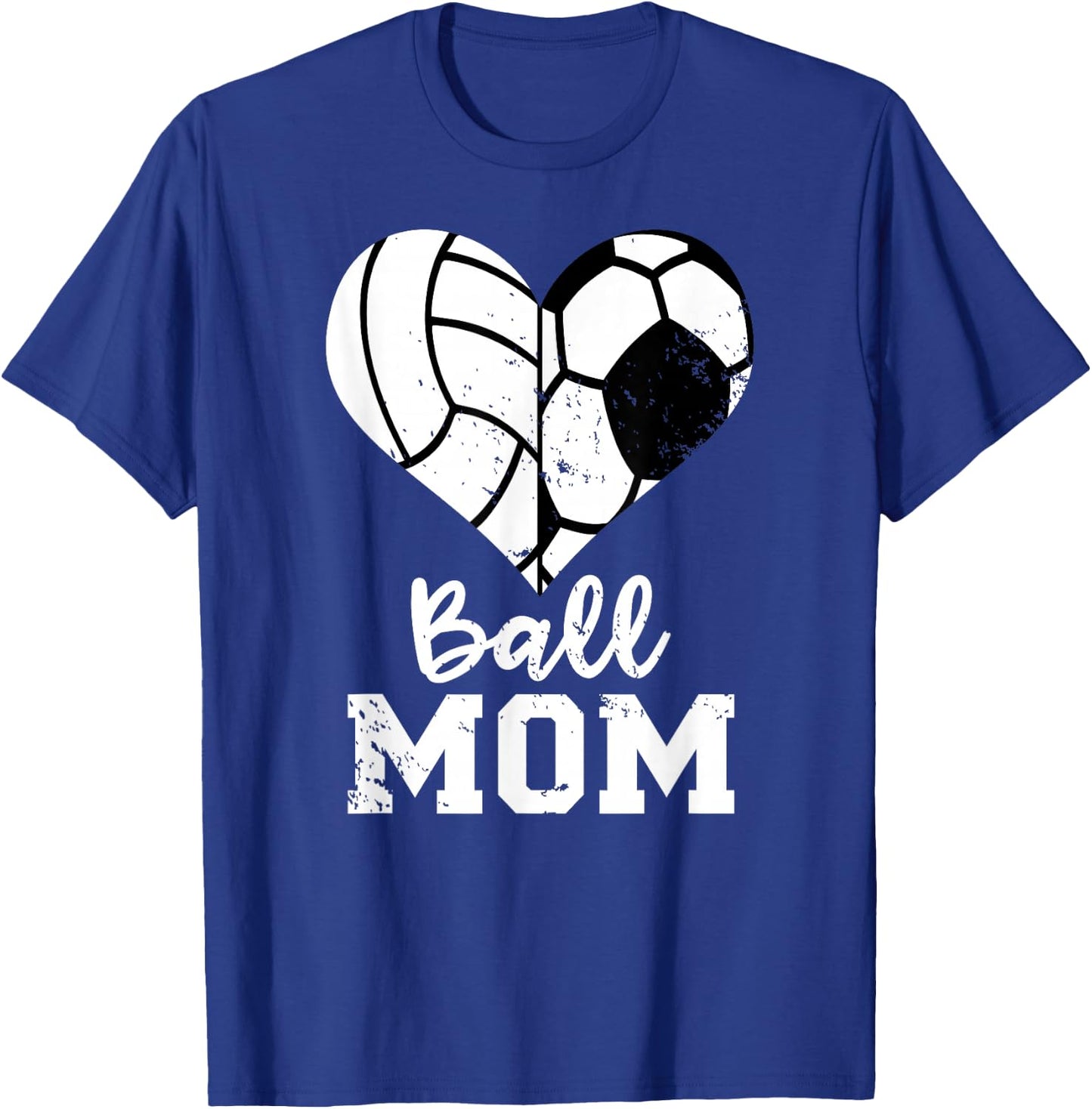 Ball Mom Heart Funny Soccer Volleyball Mom T-Shirt - T-Shirt | Royal