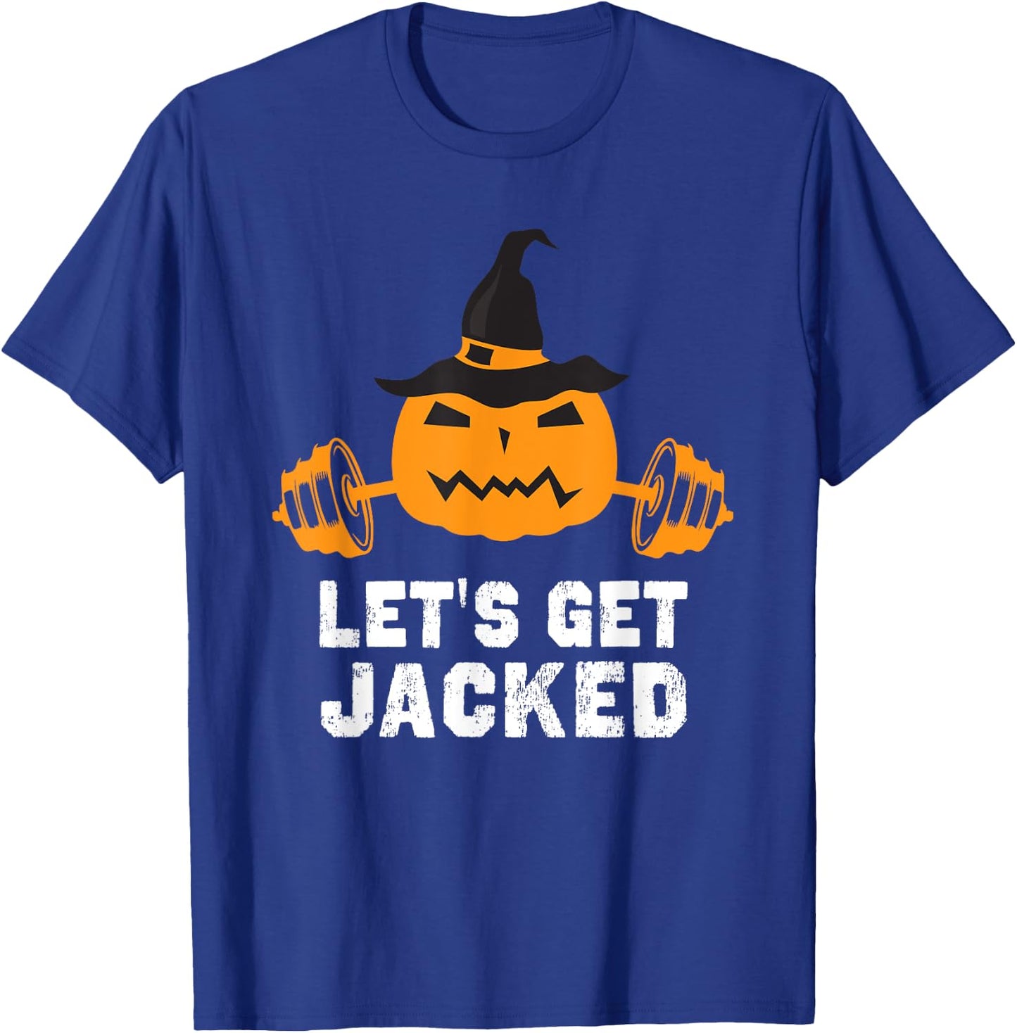 Let’s Get Jacked Gym Weightlifting Halloween Pumpkin T-Shirt - T-Shirt | Royal