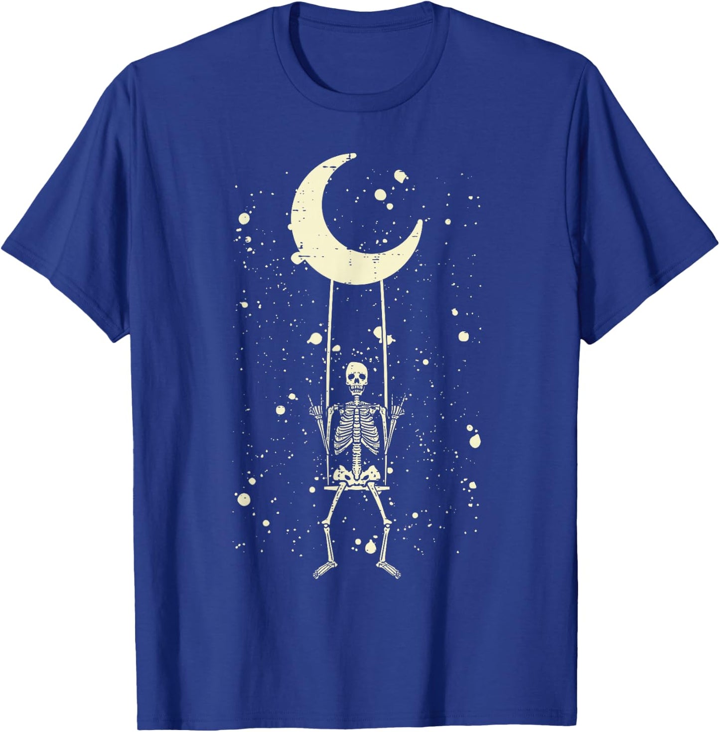 Rocker Skeleton Moon Rock Band Halloween Men Women Boys Kids T-Shirt - T-Shirt | Royal