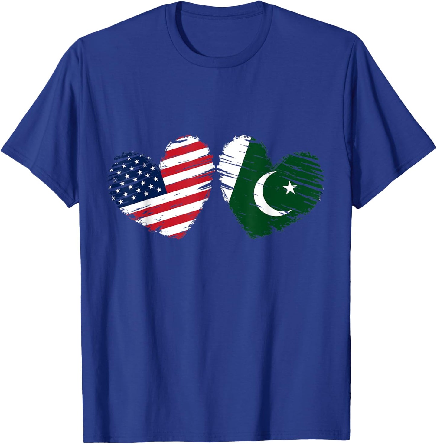 USA Pakistan Flag Heart Valentines Day Pakistani American T-Shirt - T-Shirt | Royal