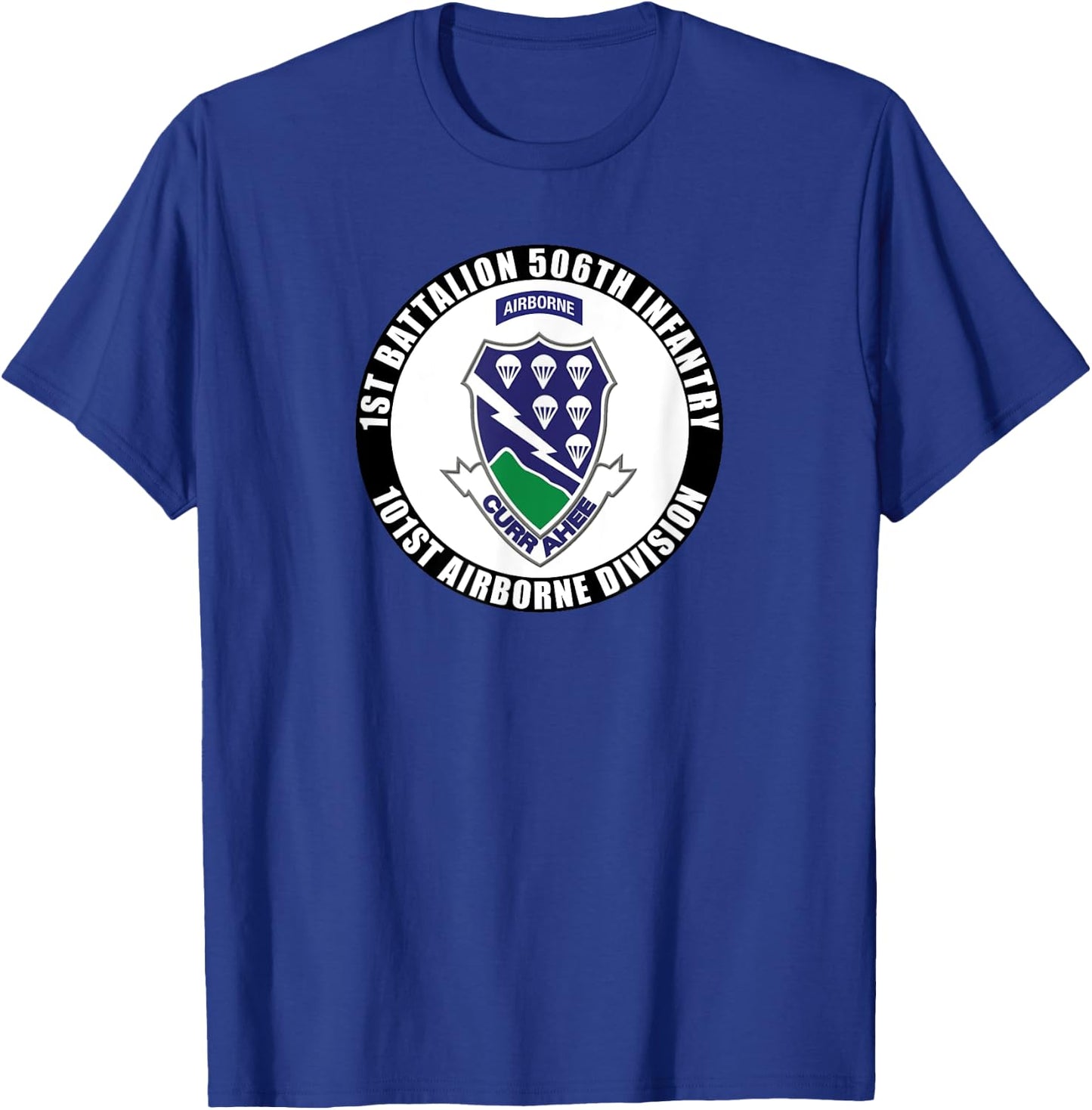 SoldierTees 1st Battalion 506th Infantry, 101st Airborne Division Veteran - Men's Black Classic Fit Short Sleeve - Small T-Shirt - T-Shirt | Royal