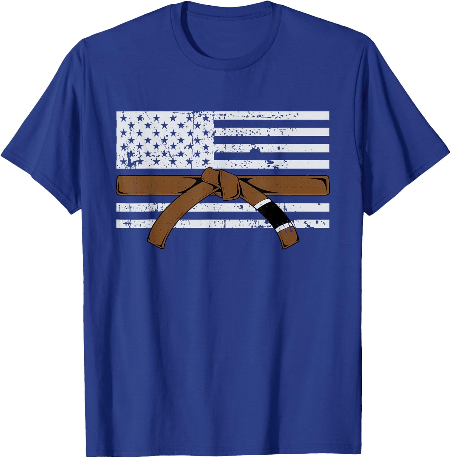 American Flag Jiujitsu Brown Belt Gift | Martial Arts Lover T-Shirt - T-Shirt | Royal