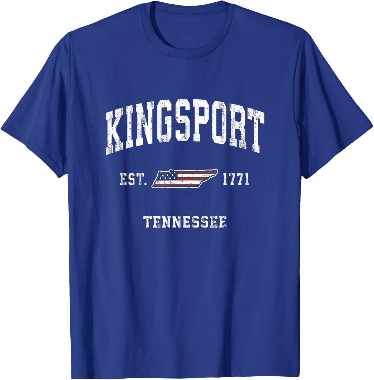 Kingsport Tennessee TN Vintage American Flag Sports Design T-Shirt - T-Shirt | Royal