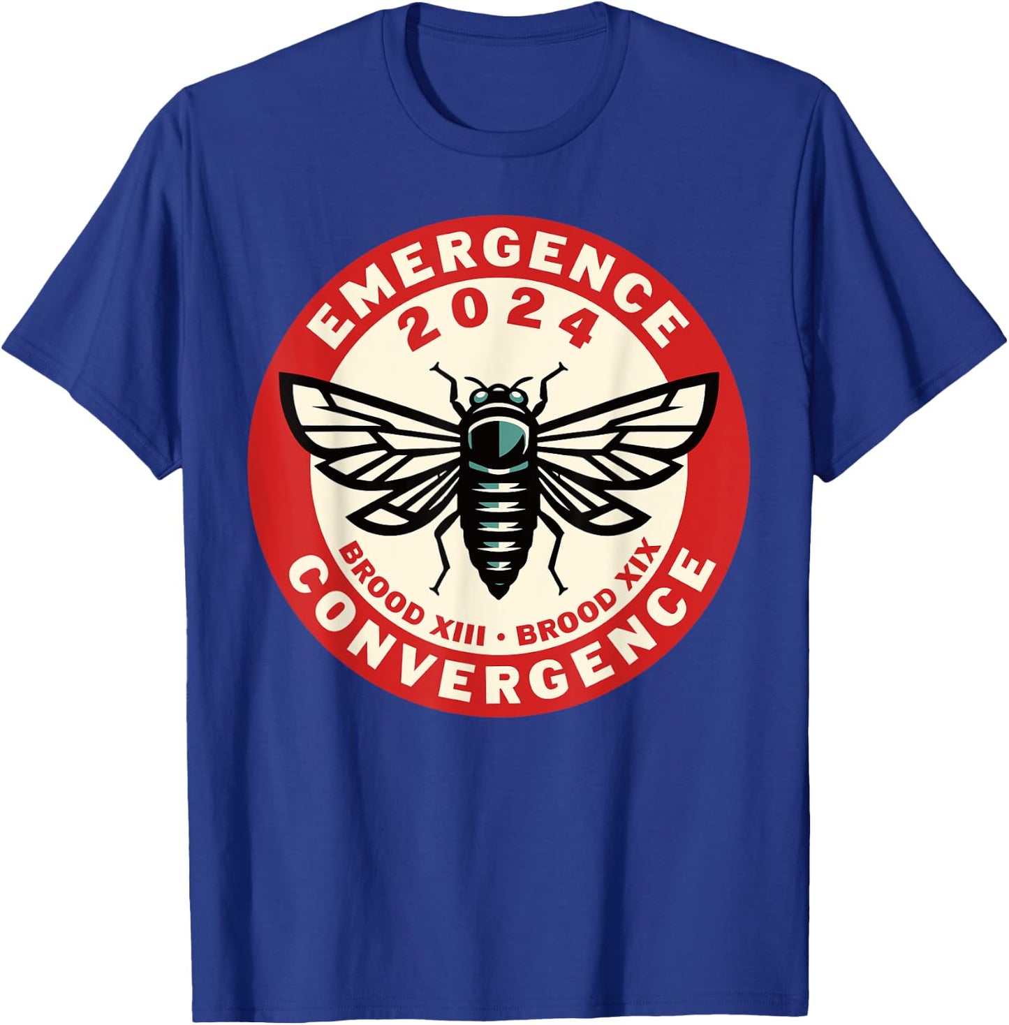 Cicada Brood XIII Brood XIX 2024 Emergence Convergence T-Shirt - T-Shirt | Royal