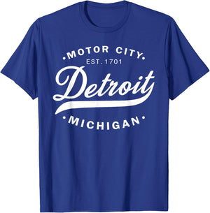 Classic Michiganians Vintage Detroit Motor City Michigan MI T-Shirt - T-Shirt | Royal