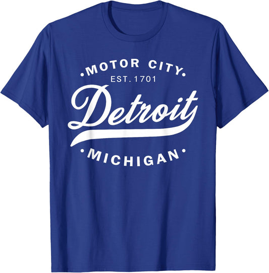 Classic Michiganians Vintage Detroit Motor City Michigan MI T-Shirt - T-Shirt | Royal