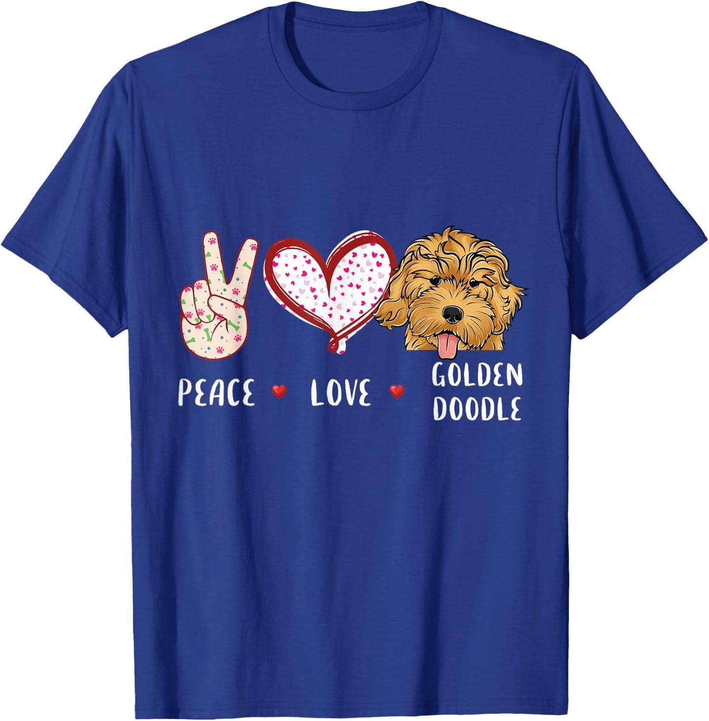 peace love Goldendoodle gift women kids doodle dog T-Shirt - T-Shirt | Royal