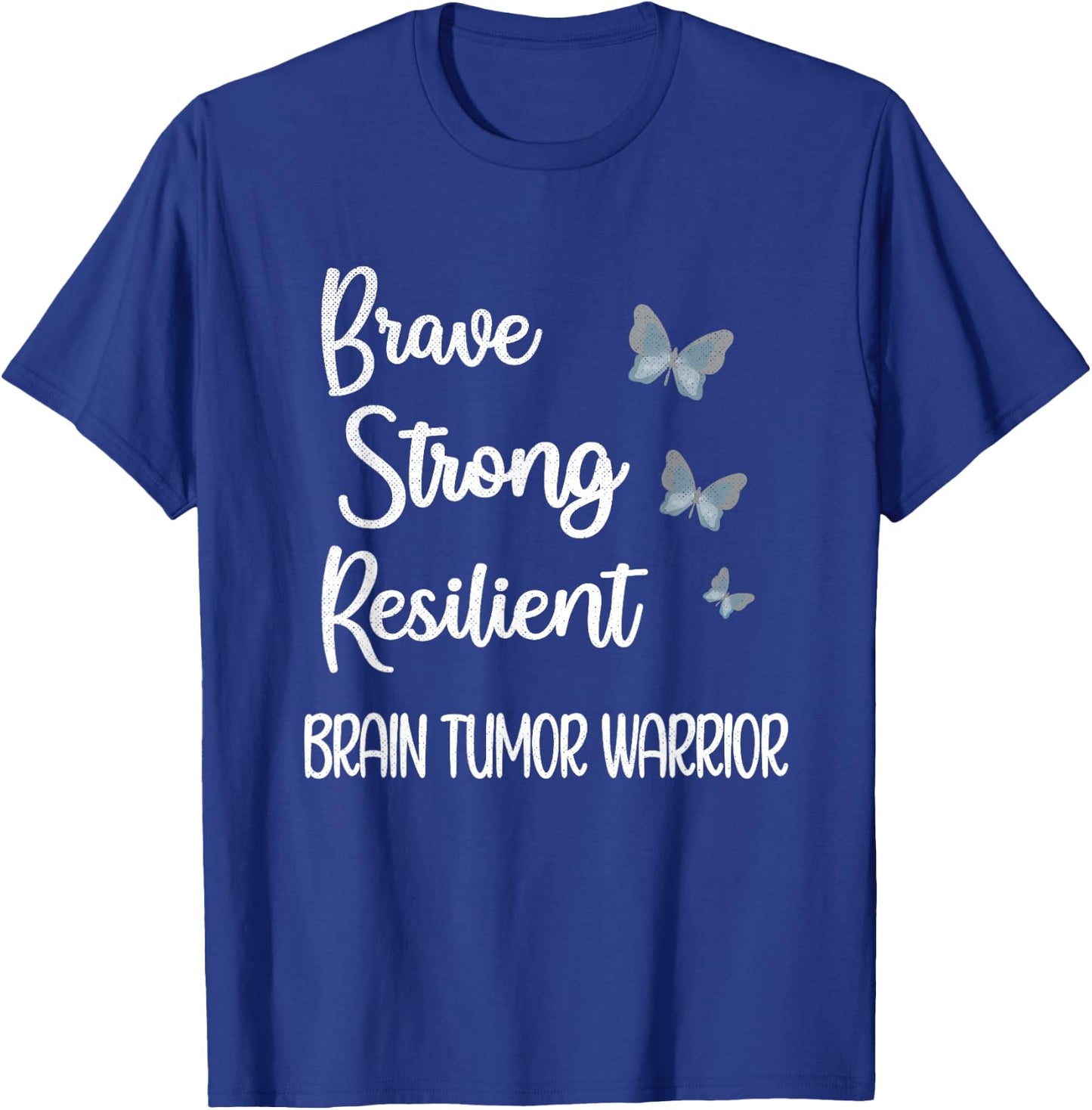 Brain Tumor Warrior | Brain Cancer Awareness Gray Ribbon T-Shirt - T-Shirt | Royal