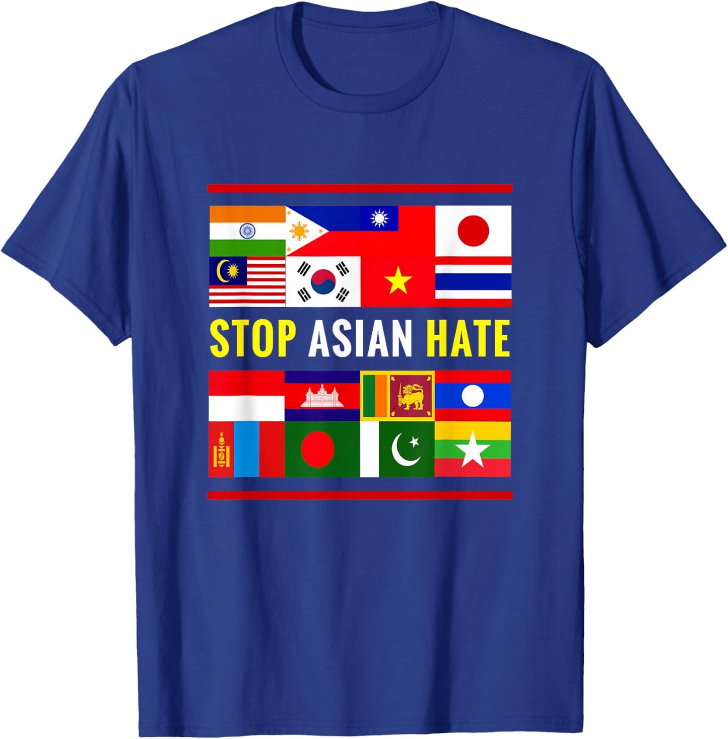 Stop AAPI Hate Support Awareness - Stop Asian Hate Flag T-Shirt - T-Shirt | Royal