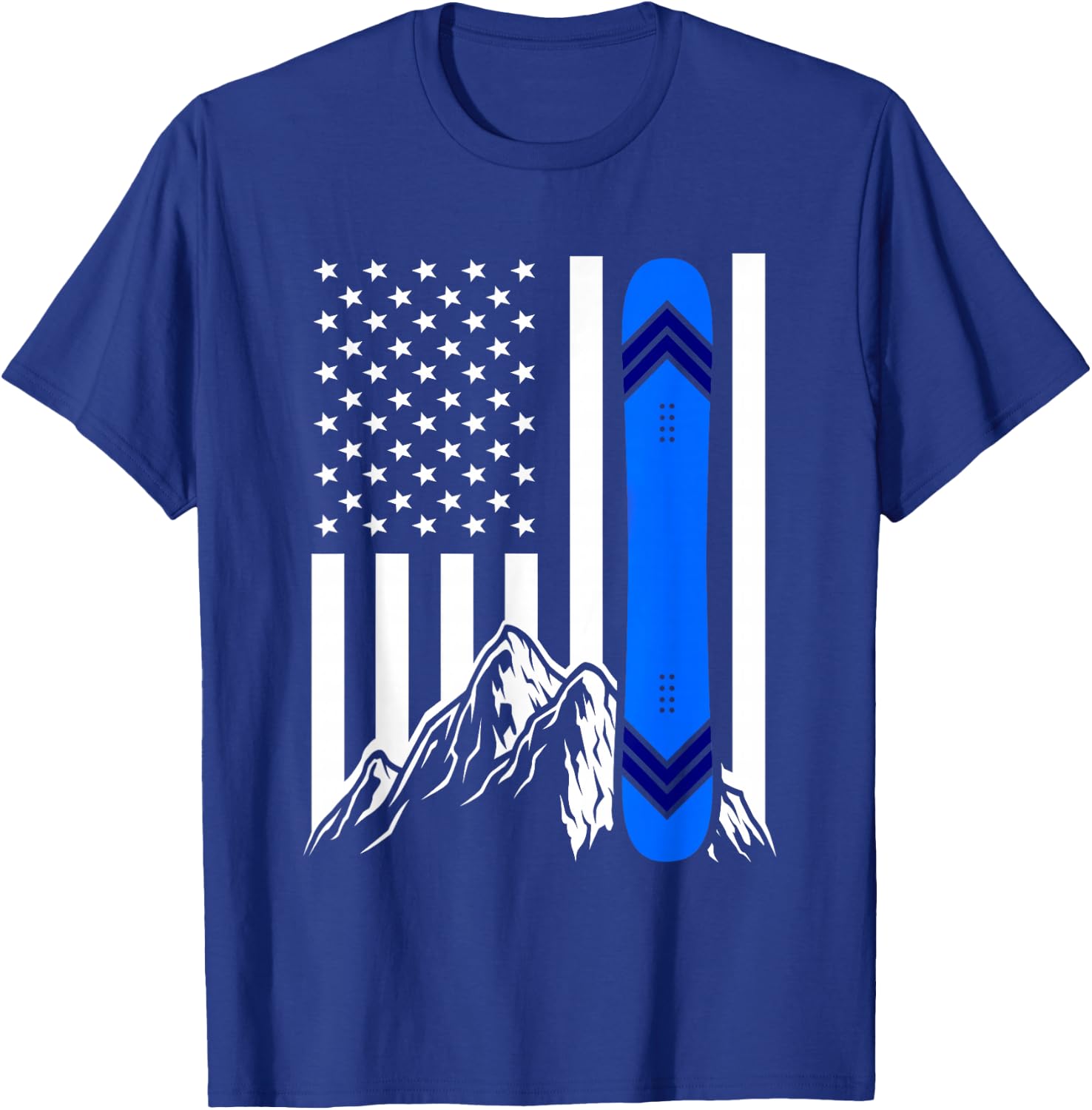 American Flag Snowboarding Gifts Mountain Snowboarder T-Shirt - T-Shirt | Royal