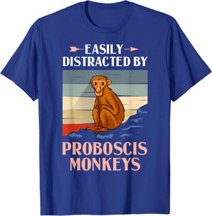 Proboscis Monkey Funny Long Nosed Monkeys T-Shirt - T-Shirt | Royal