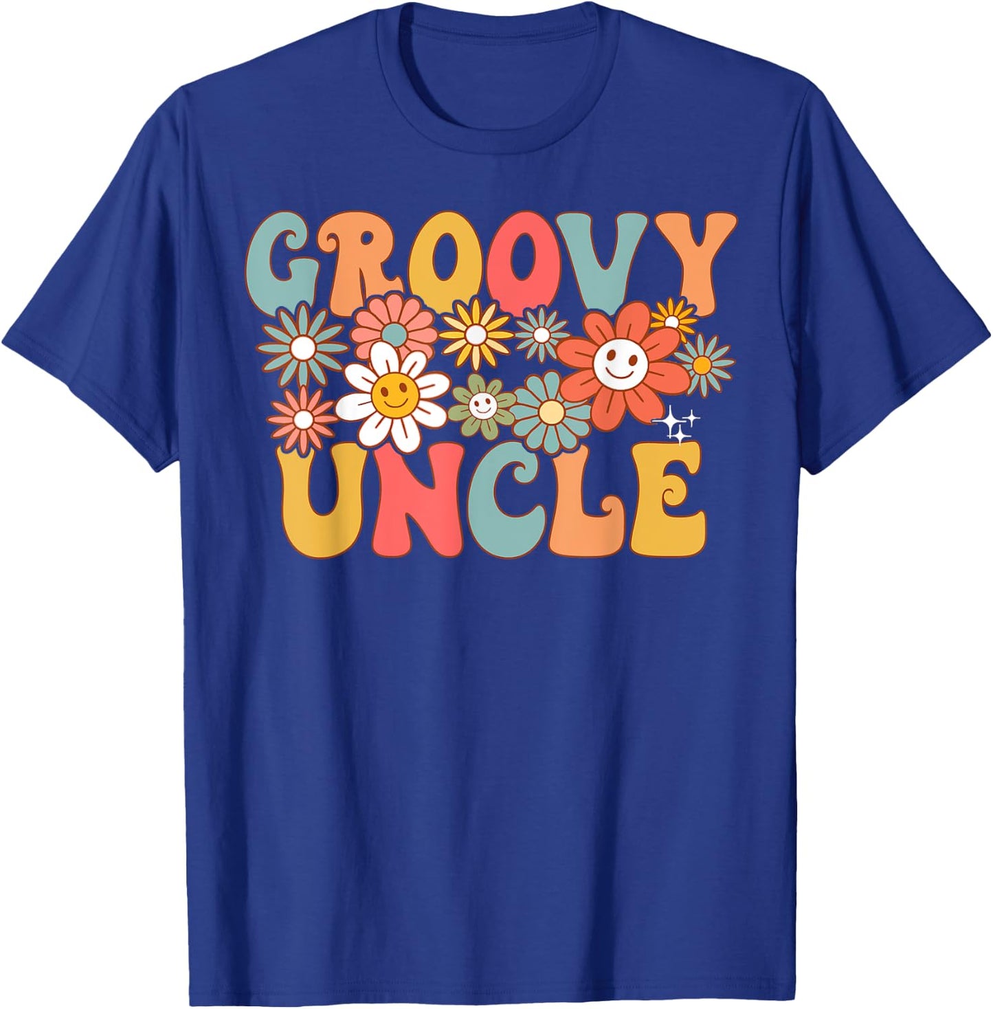 Retro Groovy Uncle 1st Birthday Matching Family Hippie Funny T-Shirt - T-Shirt | Royal