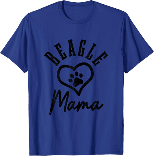 Beagle Mama Heart Paw Funny Cute Dog Beagle Mama T-Shirt - T-Shirt | Royal