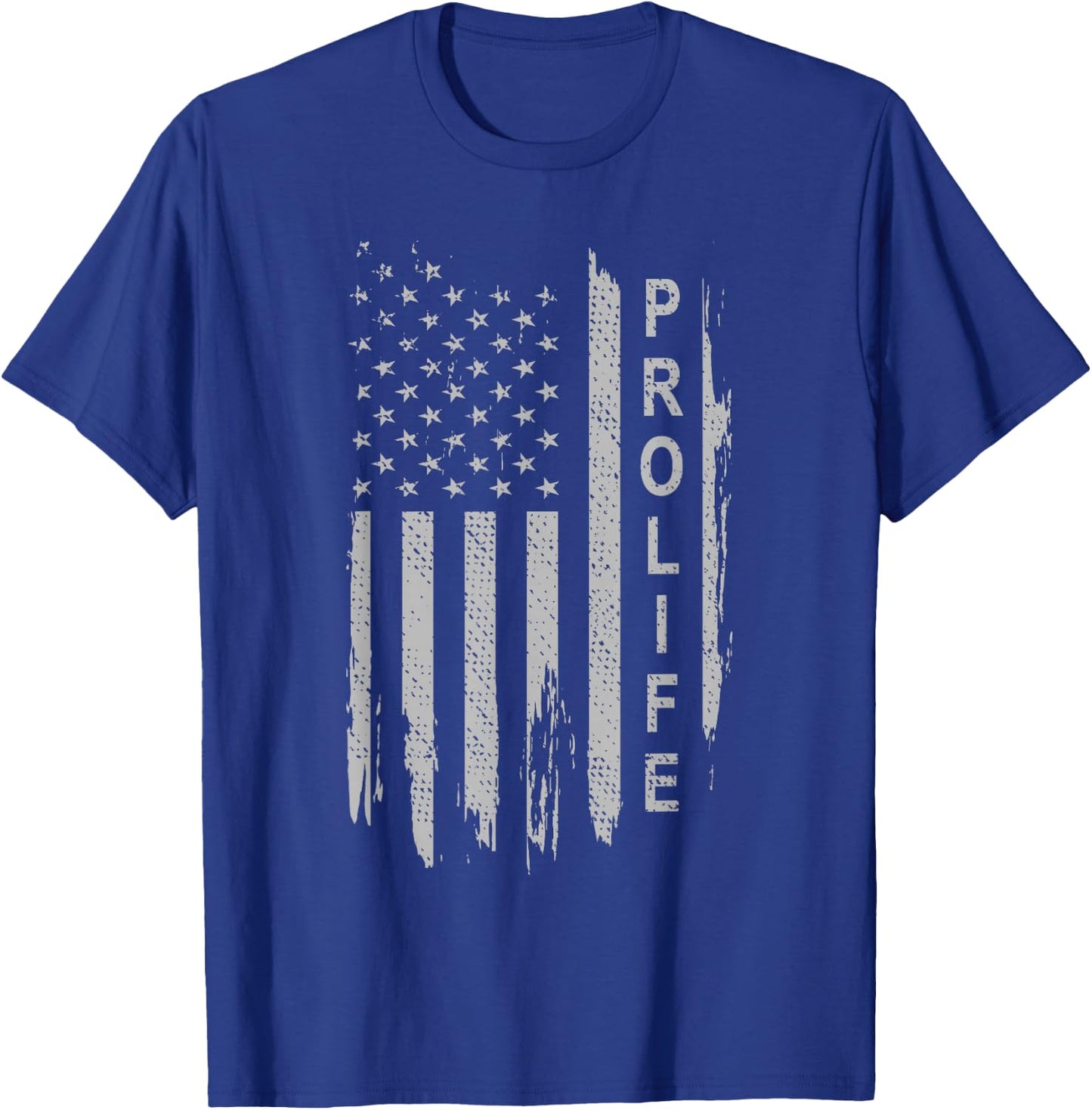 Pro Life on American Flag T-Shirt - T-Shirt | Royal