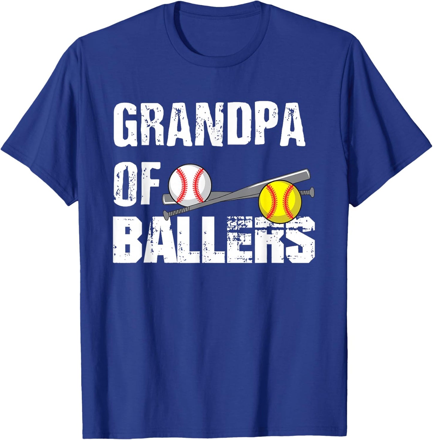 Grandpa Of Ballers Funny Baseball Softball Fathers Day Gift T-Shirt - T-Shirt | Royal