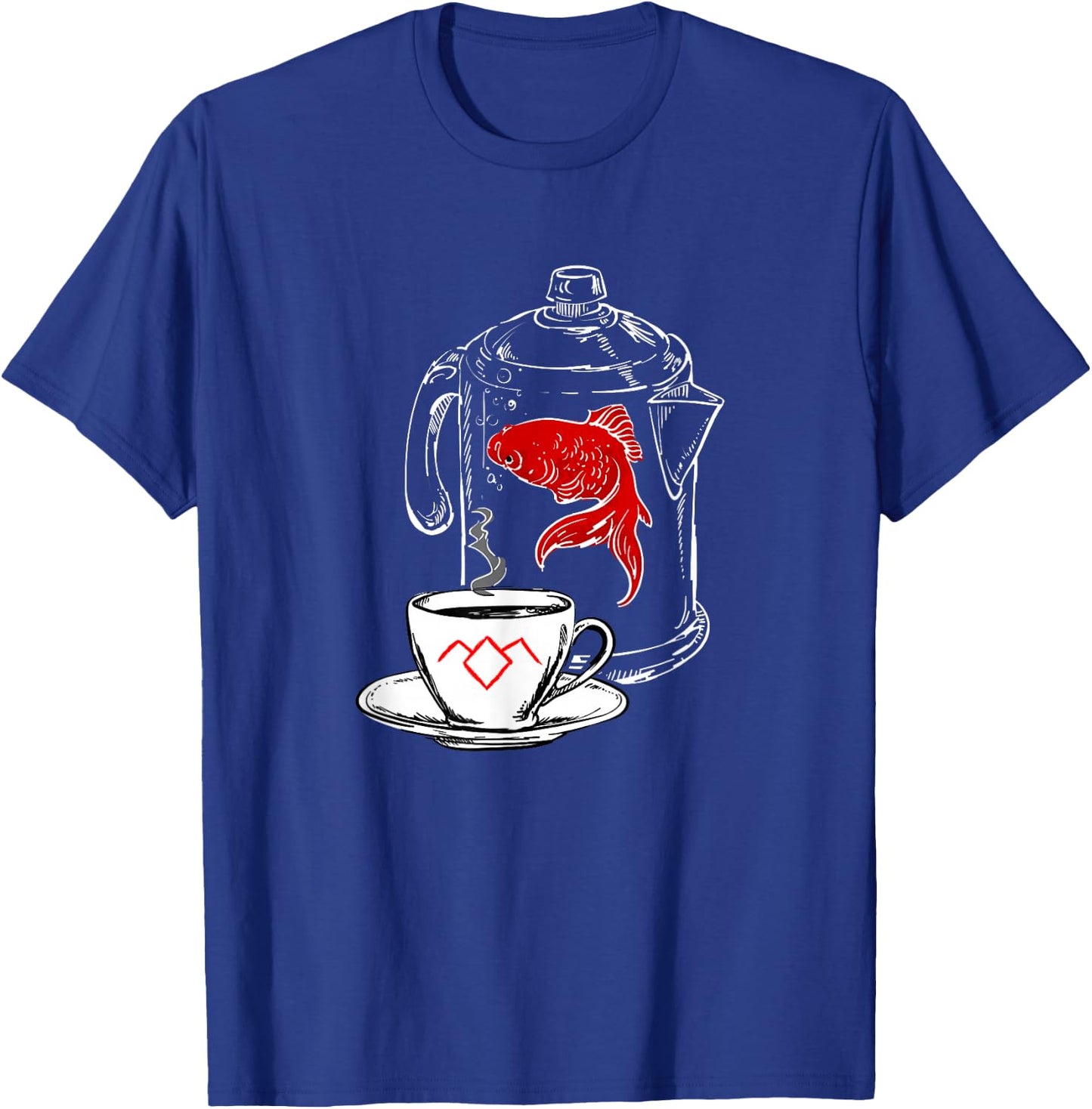 Twin Peaks Coffee Cup And Fish Outlines T-Shirt - T-Shirt | Royal