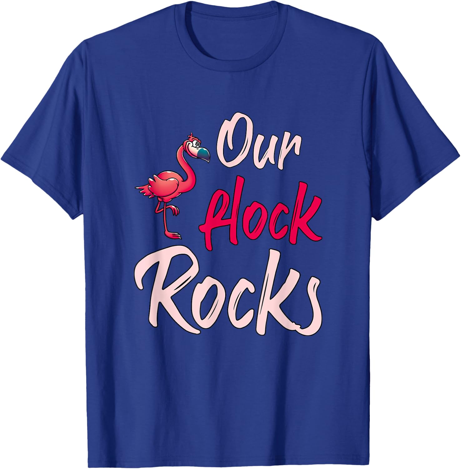 Our Flock Rocks Flamingo T-Shirt - T-Shirt | Royal