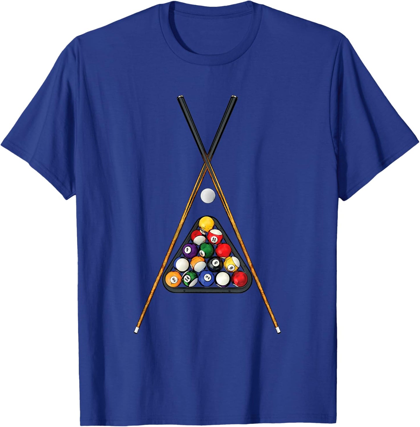 Pool Player's Racked Balls Sticks Cue Ball Billiards Art T-Shirt - T-Shirt | Royal