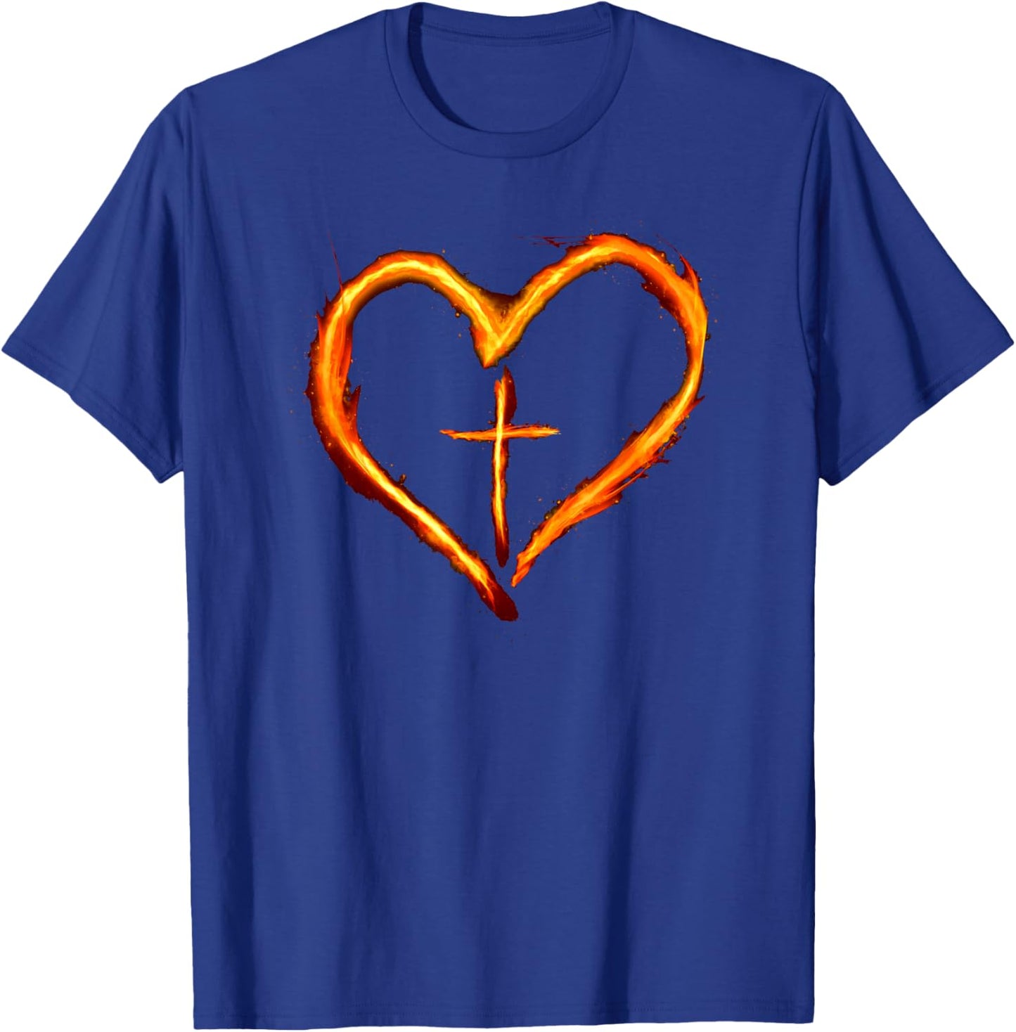 Christian Cross Revival Heart Flame – Be on Fire for Jesus T-Shirt - T-Shirt | Royal