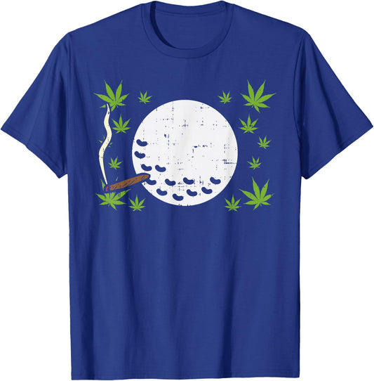 Golf Ball Smoking Weed Cannabis Golfer 420 Blunt Stoner Gift T-Shirt - T-Shirt | Royal