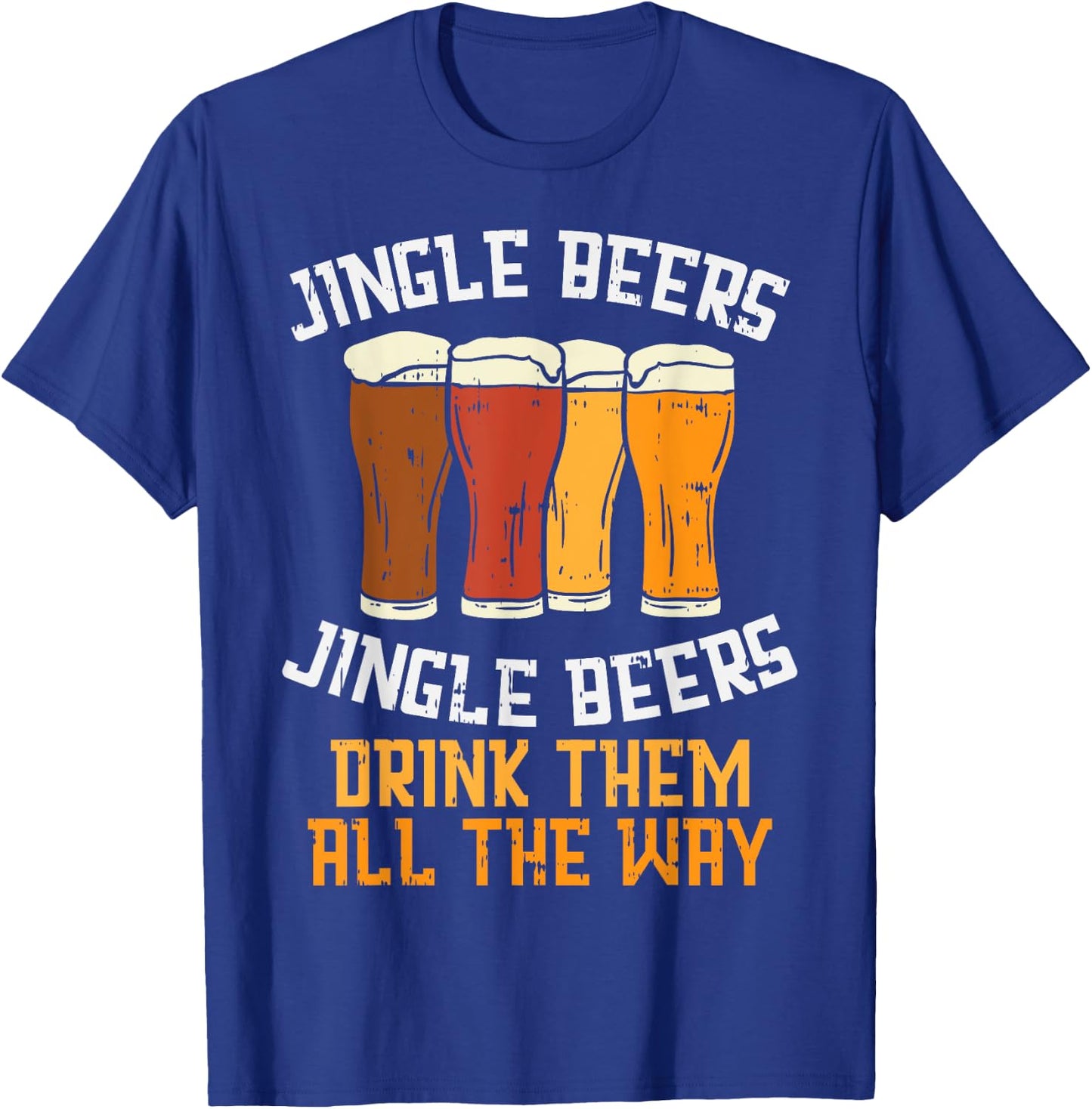 Jingle Beers Drink All The Way Christmas Beer Lover PJ T-Shirt - T-Shirt | Royal