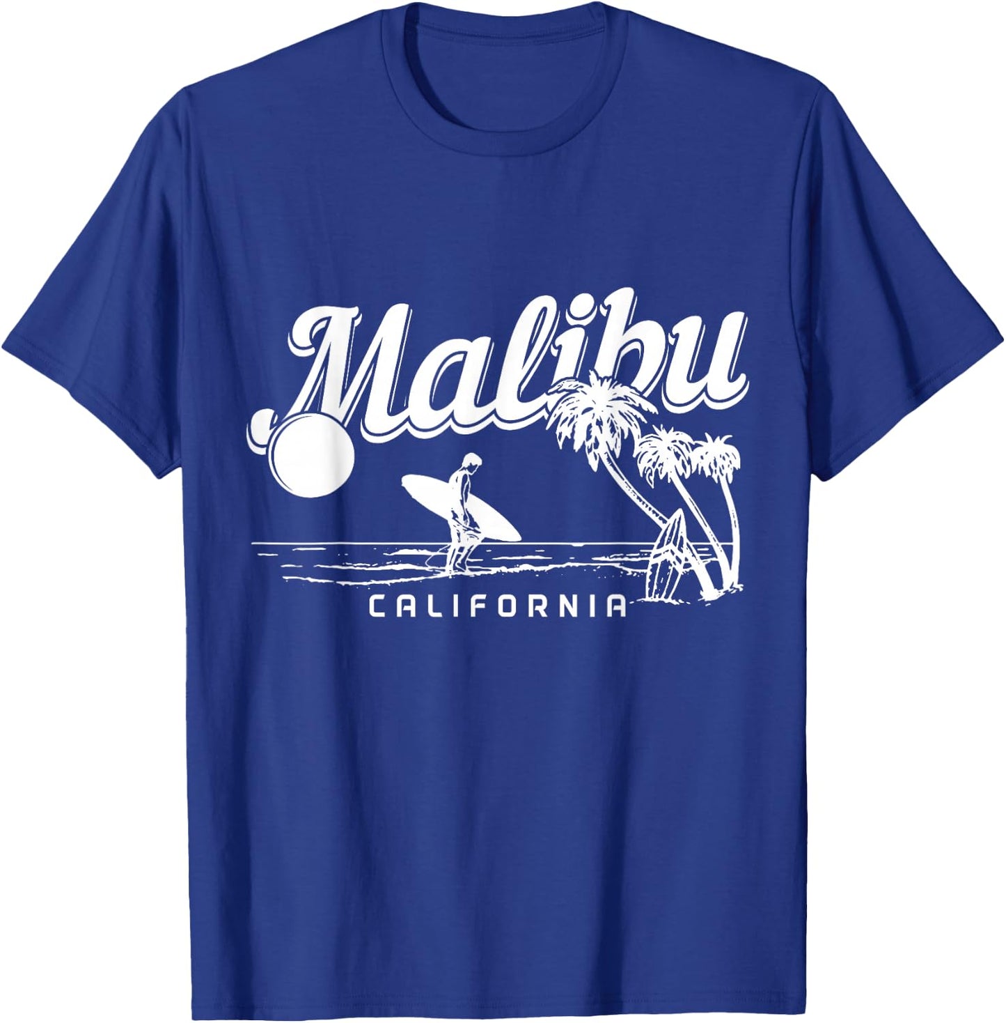 Malibu Beach California Surf Vintage Souvenir Surfing Surfer T-Shirt - T-Shirt | Royal