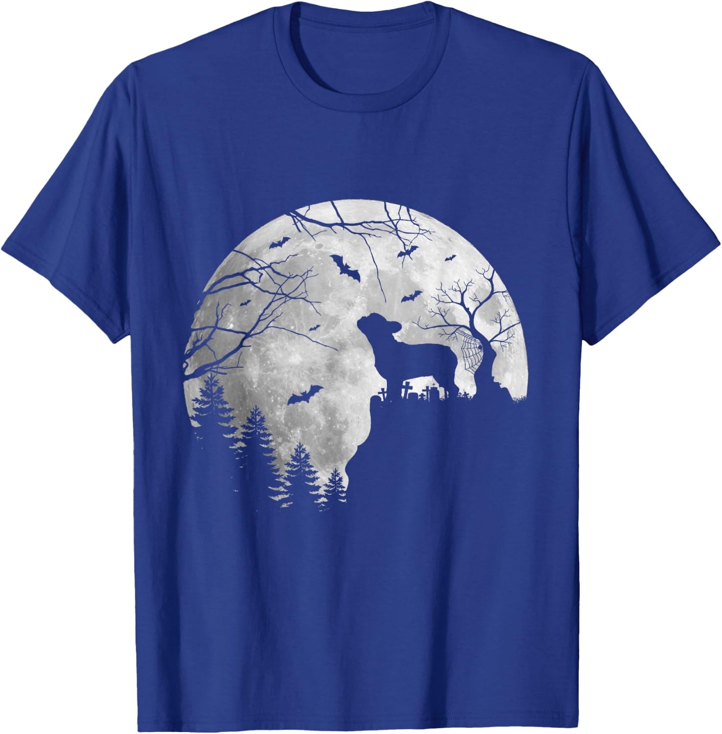 Frenchie Dog Moon Howl In Forest Halloween Dog Frenchie Women Kids T-Shirt - T-Shirt | Royal