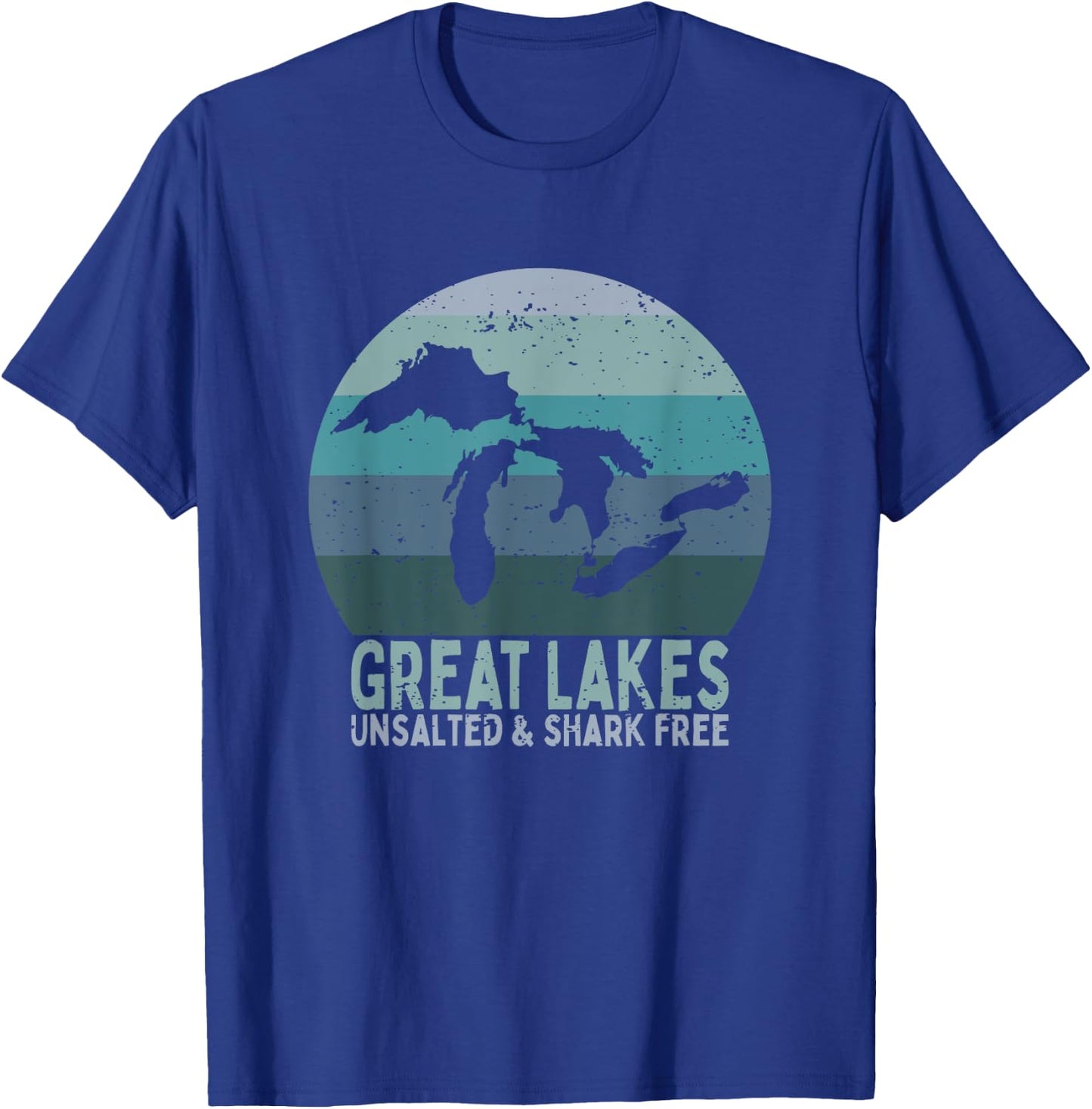 Vintage Great Lakes Unsalted and Shark Free Lake Life T-Shirt - T-Shirt | Royal
