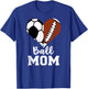 Ball Mom Heart Funny Football Soccer Mom T-Shirt - T-Shirt | Royal
