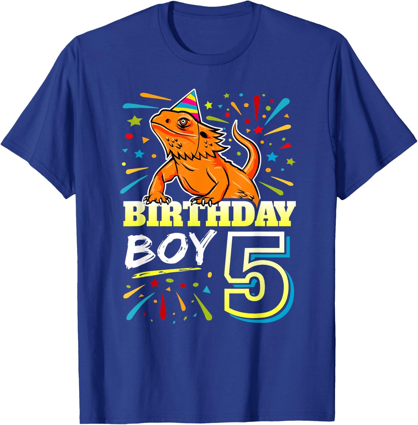 Bearded Dragon Lizard Kids 5th Birthday - 5 Year Old Boy T-Shirt - T-Shirt | Royal