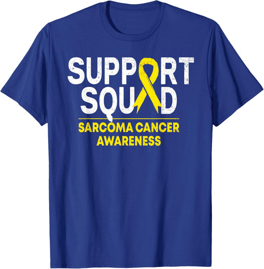 Support Squad Sarcoma Cancer Awareness Yellow Ribbon Team T-Shirt - T-Shirt | Royal