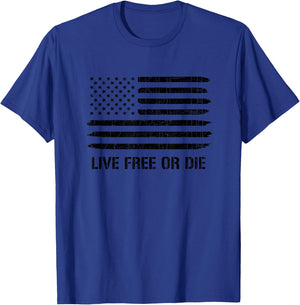 Live Free or Die 2nd Amendment American Flag T-Shirt - T-Shirt | Royal