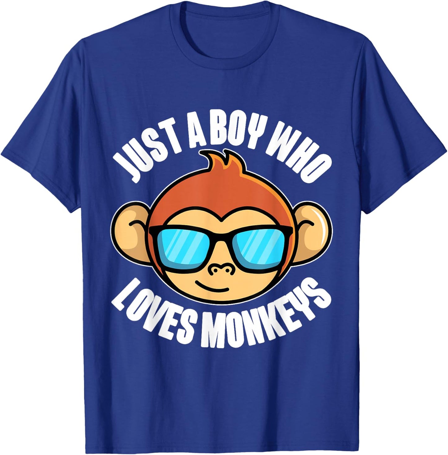 Just A Boy Who Loves Monkeys With Sunglasses For Kids T-Shirt - T-Shirt | Royal