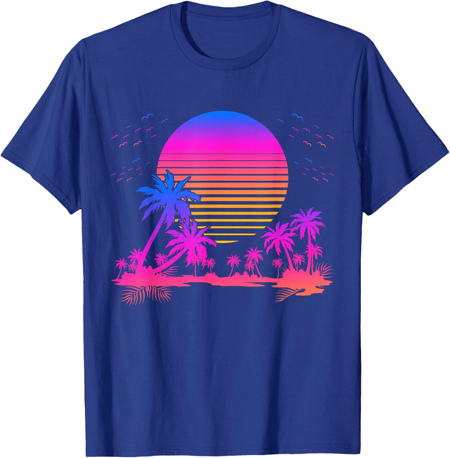 Synthwave Summer 1980s Art Retro Palm Trees Vaporwave T-Shirt - T-Shirt | Royal