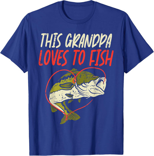 This Grandpa Loves To Fish Bass Fishing Family Matching Gift T-Shirt - T-Shirt | Royal