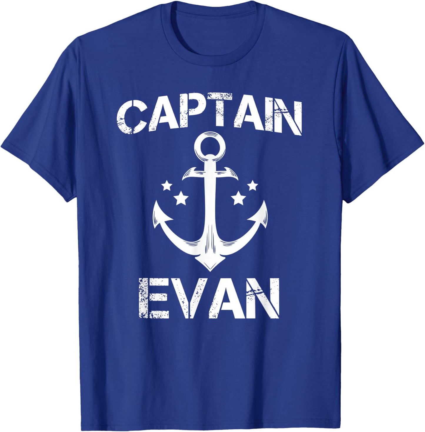 CAPTAIN EVAN Funny Birthday Personalized Name Boat Gift T-Shirt - T-Shirt | Royal