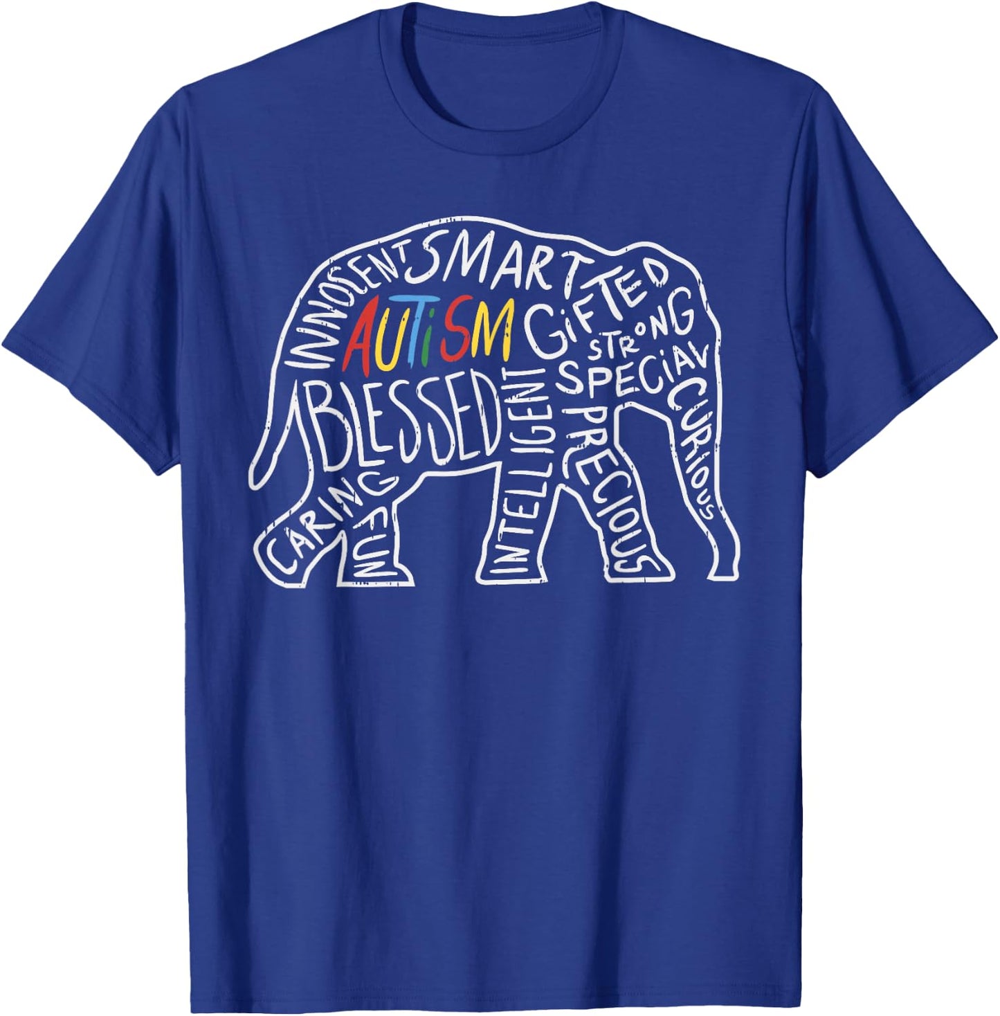 Autism Awareness Elephant Shirt Words Animal Lover Gift T-Shirt - T-Shirt | Royal