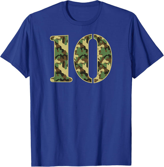 10th Birthday Gift Soldier 10 Year Old Military Themed Camo T-Shirt - T-Shirt | Royal