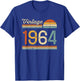Vintage Born in 1964 - 61st Birthday 61 years old Men Women T-Shirt - T-Shirt | Royal