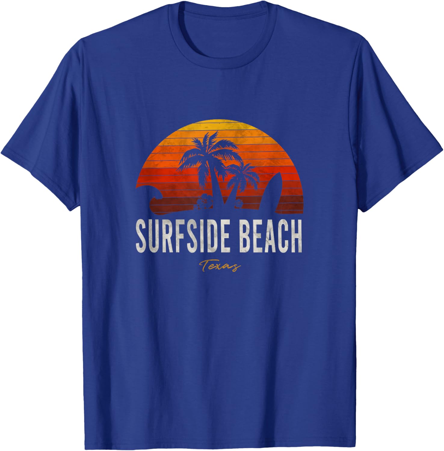 Surfside Beach TX Texas Beach Palms Vacation Surf Sundown T-Shirt - T-Shirt | Royal