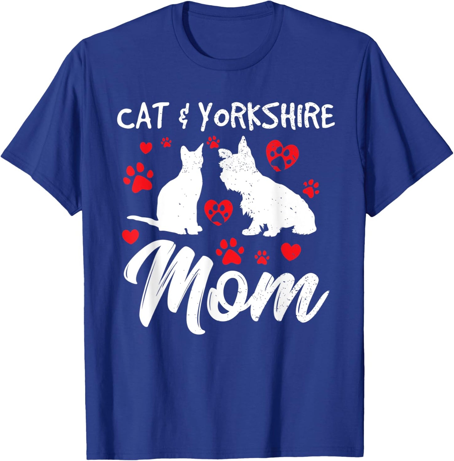 Cat and Yorkie Dog Mom Cute Yorkshire Mama Dog Owner Mother T-Shirt - T-Shirt | Royal