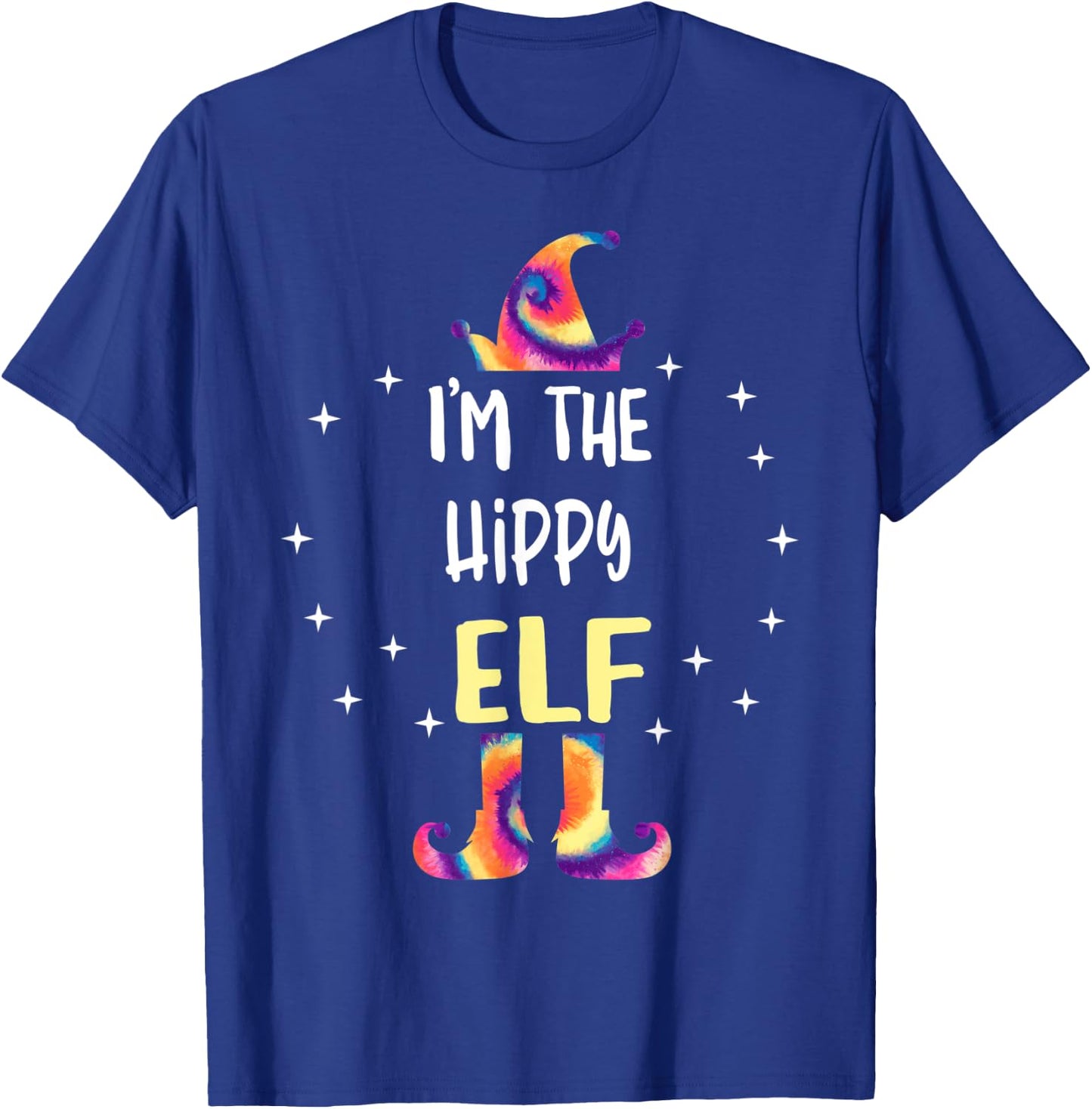 I'm The Hippy Elf Tie Dye Christmas Matching Family T-Shirt - T-Shirt | Royal