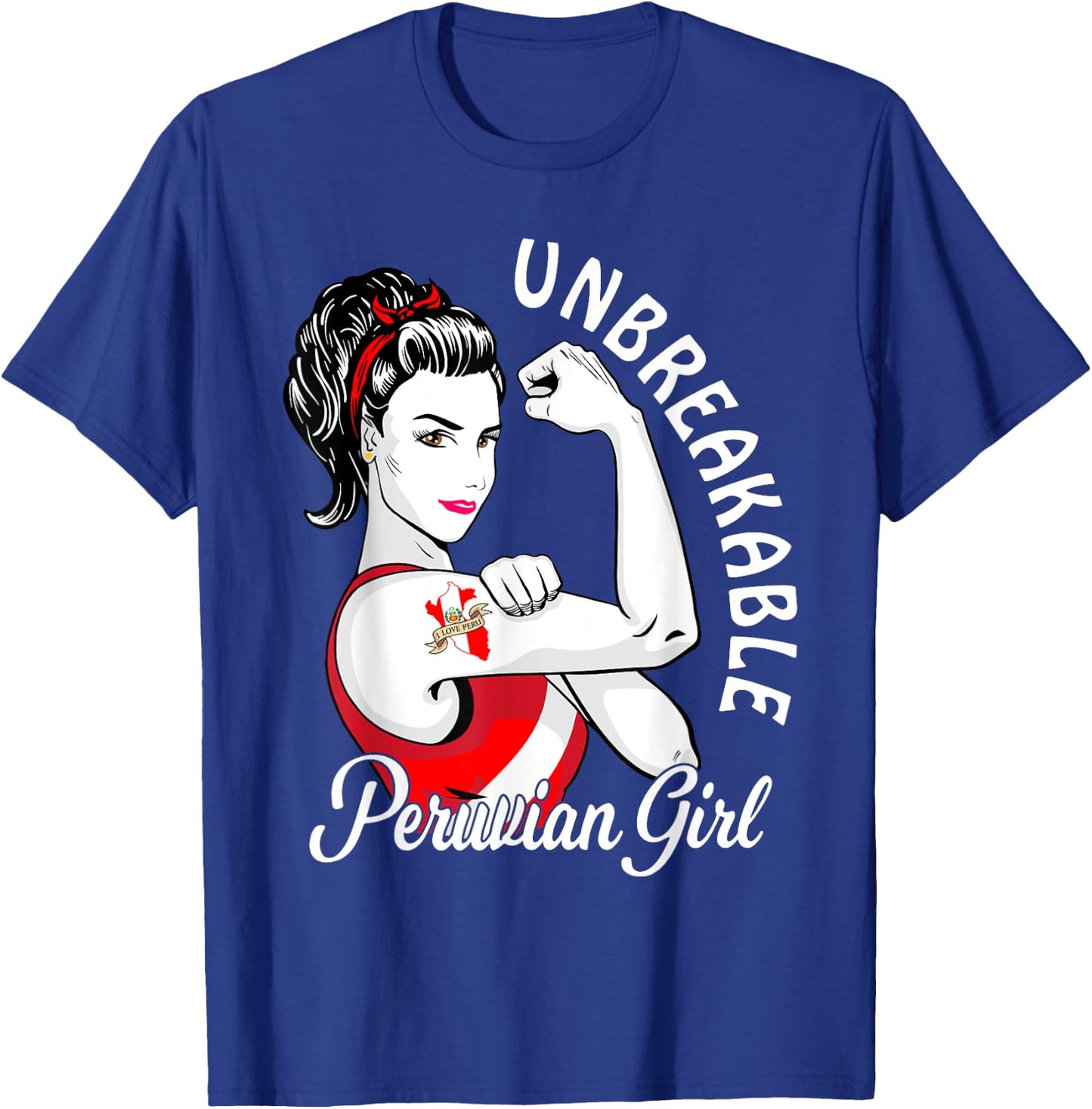Peruvian Girl Heritage Peru Flag for Girls Women Gift T-Shirt - T-Shirt | Royal