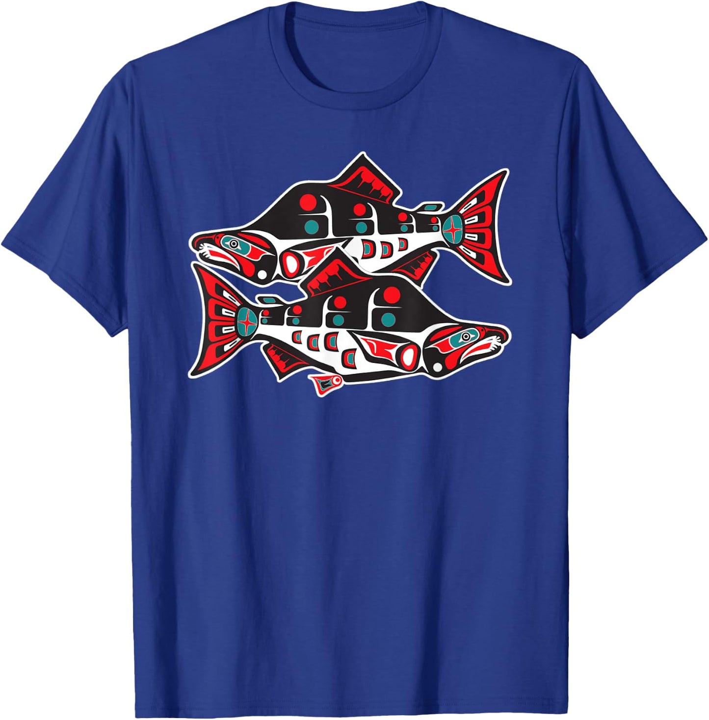 Alaska Native American Indian Salmon Fishing Tlingit Art III T-Shirt - T-Shirt | Royal