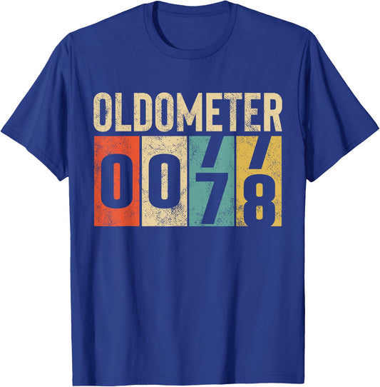 Funny 78 Years Old Oldometer Vintage 78th Birthday Odometer T-Shirt - T-Shirt | Royal