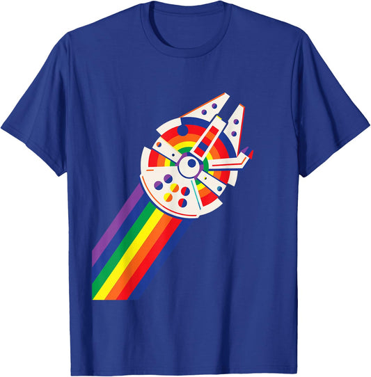 Star Wars Rainbow Millennium Falcon T-Shirt - T-Shirt | Royal