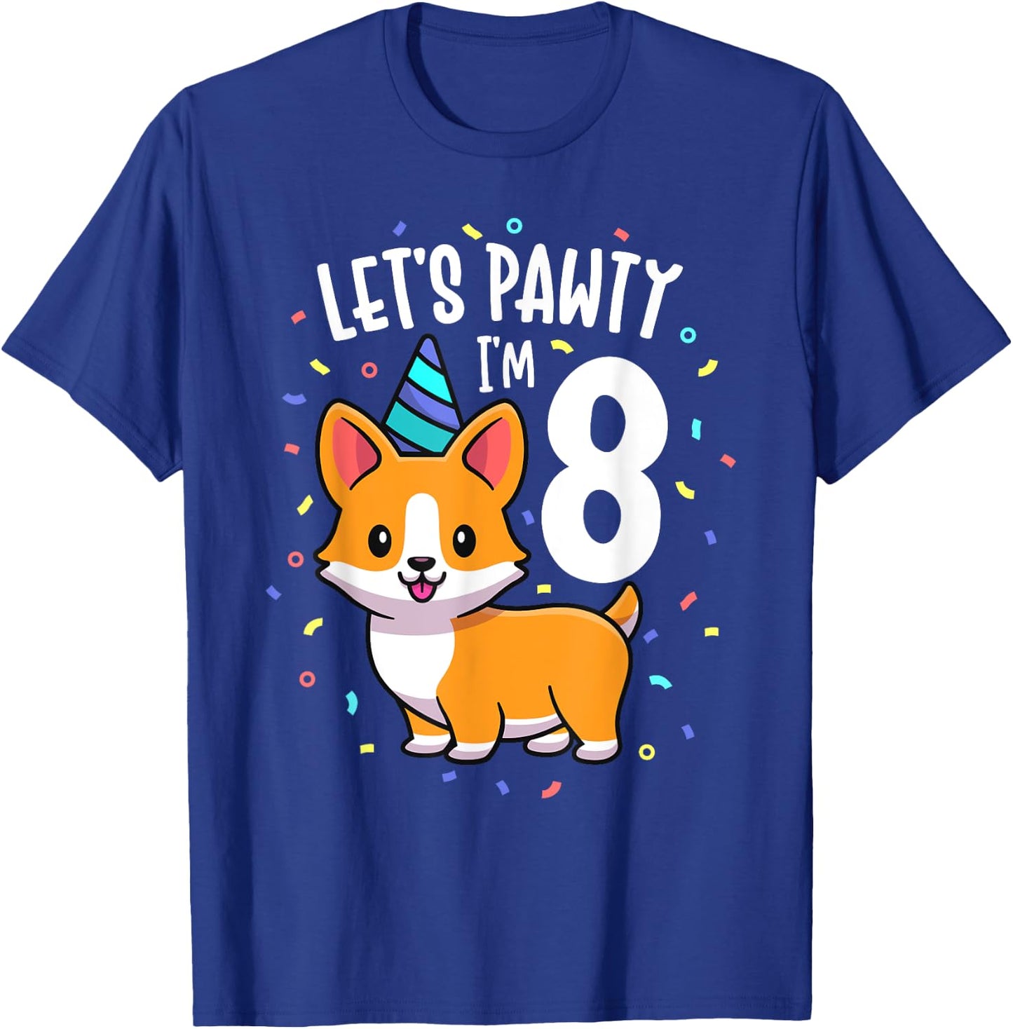 8 Years Old Corgi Dog Lover 8th Birthday Party Outfit Kid T-Shirt - T-Shirt | Royal